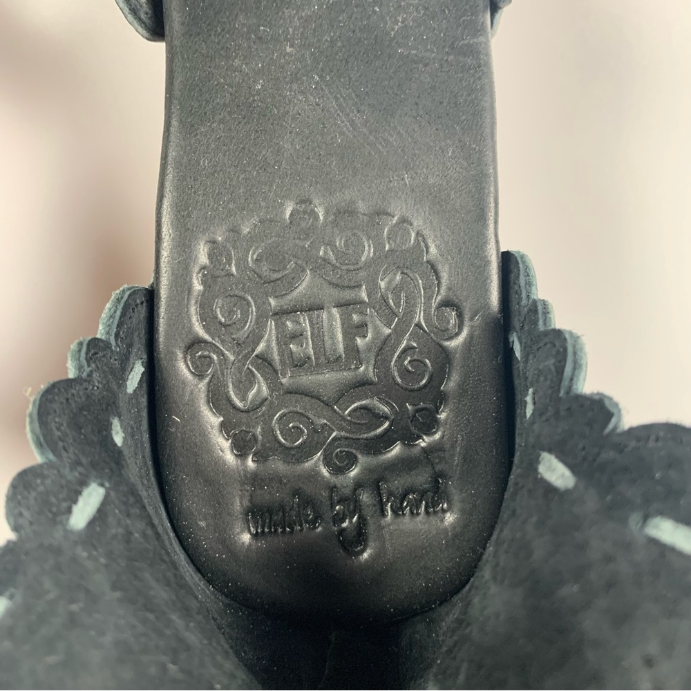 Bali Elf Seaside Leather Sandal Heels Black Size 6.5 Handmade! - Picture 6 of 8